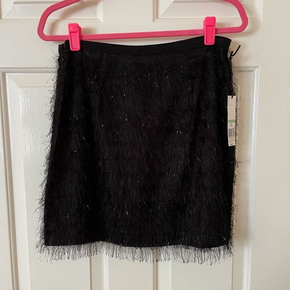 Cynthia Rowley feather fringe metallic skirt 8